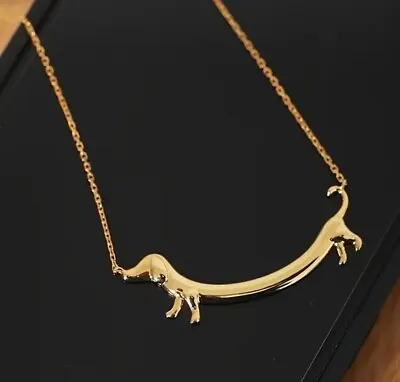 Dachshund Dog Pendant Gold Plated 925 Silver Necklace For Women 17.5” NEW • $9.95