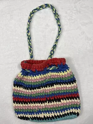 Vintage Knitted Crochet Purse Bag Wristlet Boho • $10