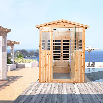 4 Person Far Infrared Sauna For Home Hemlock 2050W Sauna With 8 Low EMF Heaters • $3404.36