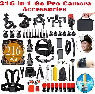 Go Pro Camera Accessories Case 8 7 6 5 4 3+ Chest Head Monopod Float Mount Strap • $52.99