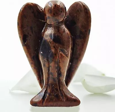 Pocket Guardian Angel With Serenity Prayer Card - RED Obsidian Natural...  • $30.83