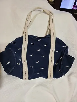 Hollister Large Cotton Tote Bag Navy Blue • £16.98