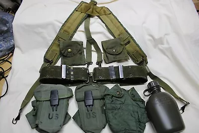 US Military Issue Alice Field Gear Web Belt Suspenders Ammo Pouches Canteen Set • $69.95