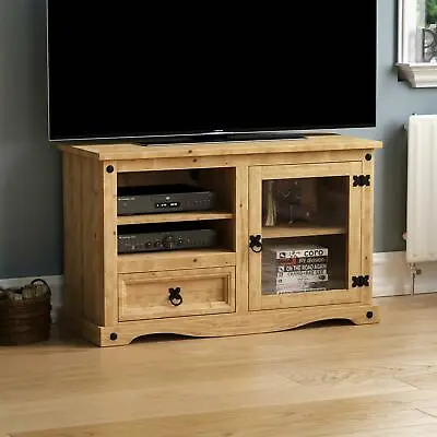Corona Entertainment Unit TV Video Stand Mexican Solid Pine Wood Waxed Rustic • £89.99