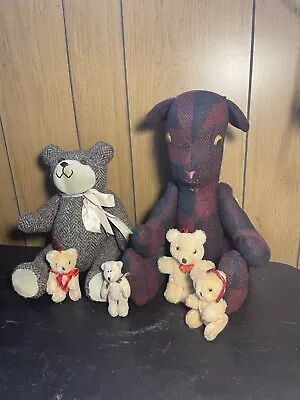 Teddy Bears Handmade Vintage Jointed. Wool. 4 Minis. • $29.99