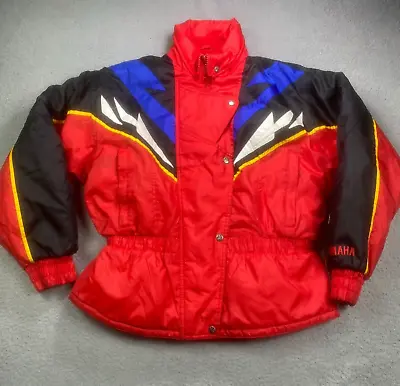 Vintage Yamaha Snowmobile Jacket Womens Medium Red Motorcycle Full Zip 90s • $84.97