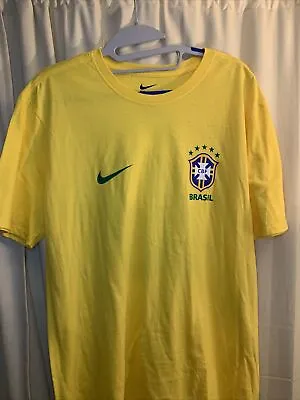 $35 • Buy Nike Brasil Neymar National Team T Shirt Yellow Gold Sz L New With Tags