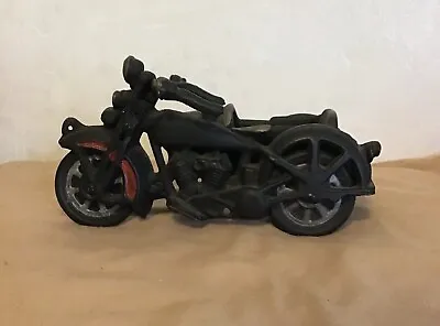 Vintage Cast Iron Motorcycle Model With Side Car • $52.50