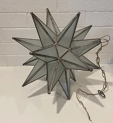 Vintage Star Light Fixture Hanging Chandelier Glass Moravian • $160