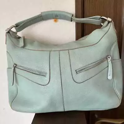TOD'S Handbag Shoulder Bag Grained Leather Light Blue Women's USED FROM JAPAN • $136