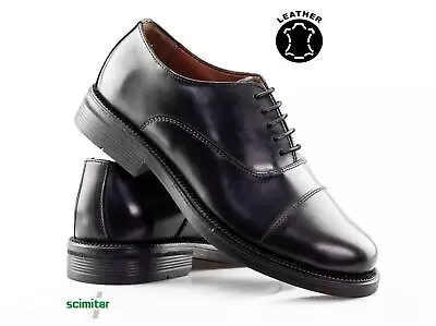 Mens Leather Casual Smart Lace Walking Cadet Oxford Formal Office Shoes Size • £28.95