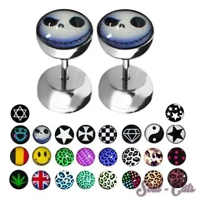 1 Pair Fake Plugs Ear Stud Fake Plug Earrings Stainless Steel Cartilage • £8.71