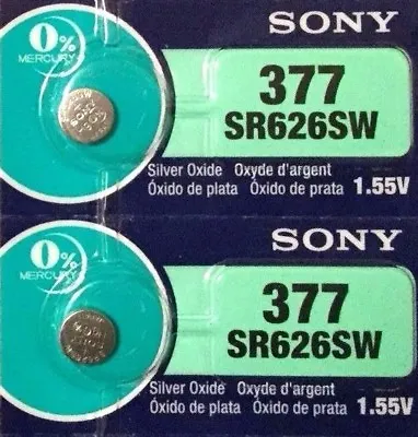 2 New SONY (muRata) SR626SW Silver Oxide 1.55v Watch Batteries MADE In JAPAN • $3.77