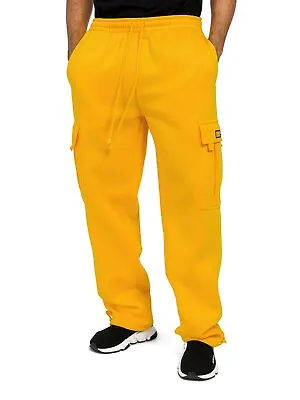 Mens Jogger Fleece Cargo Pocket Sweat Pants With Drawstring  S~6XL  FL77EY • $37.95