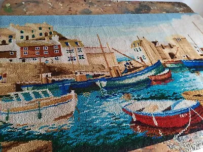 Rug Carpet Fireside Vintage Retro Rectangular Old Rare Nautical Boats Seaside • £75