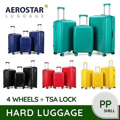 20/24/28Inch Hard Shell PP Suitcase Travel Case Hand Cabin Luggage With TSA Lock • £49.99