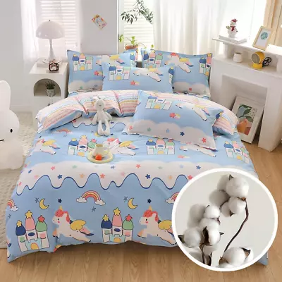 100% Cotton Kids Duvet CoverUnicorn Duvet Cover SetKawaii Rainbow Bedding Set  • $73.39