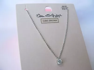 Miss Selfridge Silver Tone Lovely Necklace With Diamante Cubic Zirconia NEW • £8.50