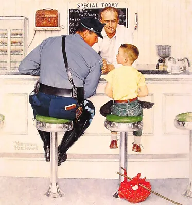 THE RUNAWAY AND THE POLICEMAN  NORMAN ROCKWELL 8x10 Poster FINE ART Print • $3.97