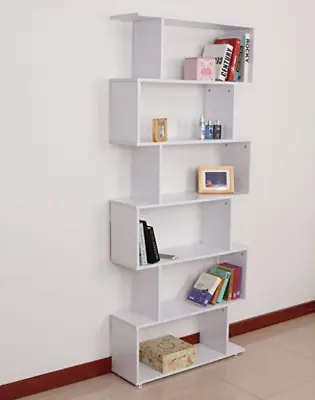 Tall Wooden Bookcase Display Storage Cabinet Modern Room Divider Shelving Unit • £58.58