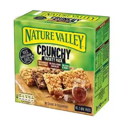 Nature Valley Crunchy Variety Pack 40 X 2-Bar Packs 100% Wholegrain Oats • £15.88