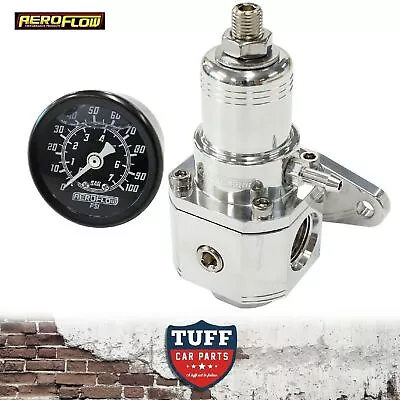 Aeroflow Polished Compact 800hp Carb EFI Fuel Pressure Regulator 3-60PSI + Gauge • $239.95