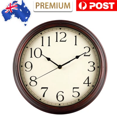 Wall Clock 30cm Quartz Round Wall Clock Silent Non-Ticking Home Office Decor AU • $23.59