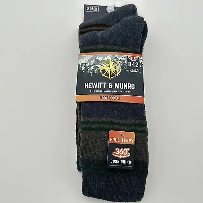 Hewitt & Munro Boot Socks Men's Highland Collection Full Terry Size 8-12 2 Pack • $8.10