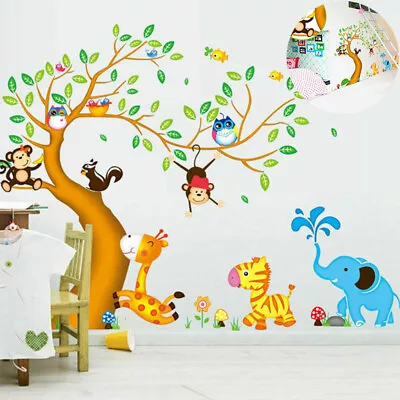 Animals Tree Monkey Removable Nursery Wall Decal Stickers Kids Baby  Room Decor • $12.98