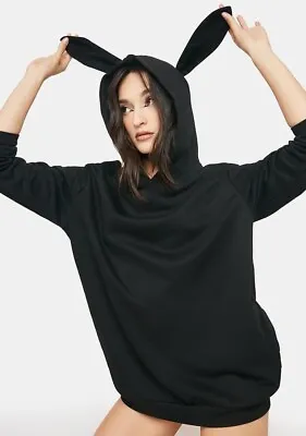 Get It Hoppin Oversized Hoodie Size Small-Dolls Kill-Bunny Rabbit Ears Kawaii • $31.13