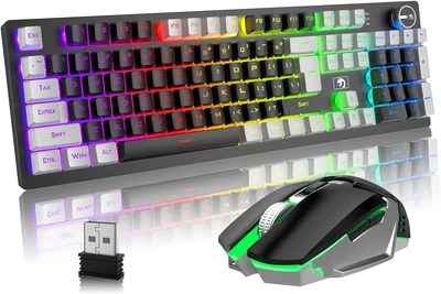 $35.99 • Buy Wireless Gaming Keyboard And Mouse Sets Rechargeable RGB Backlit For PC PS4 Xbox