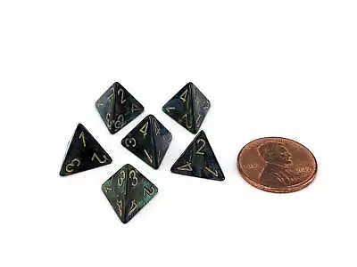 Scarab 12mm Mini 4 Sided D4 Dice 6 Pieces - Jade With Gold Numbers • $3.52