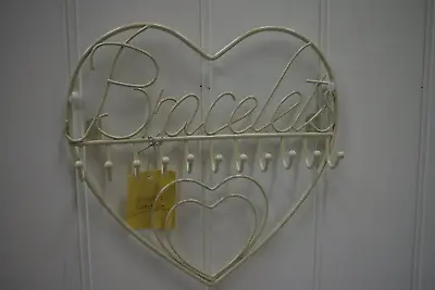 Cream Heart Jewellery Wall Mounted Bracelets Wire Writing • £2.99