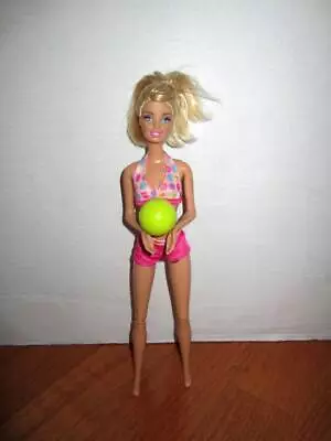 Vintage 1998 Barbie Wearing Swimsuit Jointed Knees And A Ball • $8