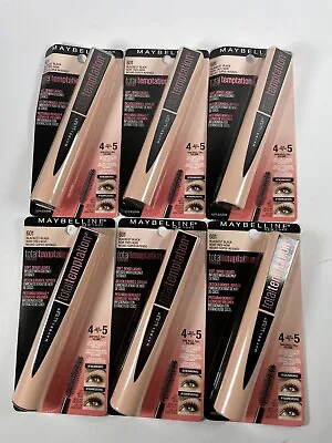 New Lot Of 6 Maybelline Total Temptation Mascara 601 Blackest Black 0.27 Fl. Oz • $27.99