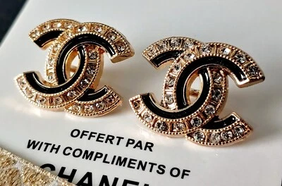 £36.39 • Buy 4 Chanel Stamped Black Gold Pearl CC Buttons 18 Mm × 22 Mm Lot Of 4