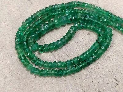Certified Natural Zambian Emerald 4 Mm Faceted Beads Necklace Genuine Emeralds • $210
