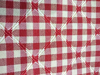 Vintage Upholstery/Drapery Gingham Red And White Cotton Blend Fabric 57 W 1.7 Lb • $12.50