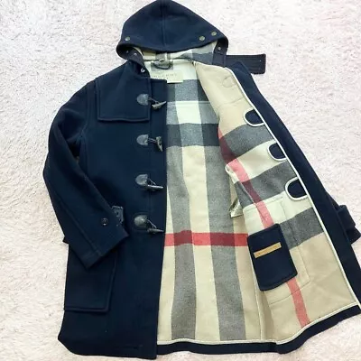 Men's Burberry BRIT Wool Duffel Coat Nova Check Navy Size L. • $255