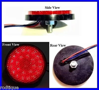 Flat Mount Round Red LED Light For TailTurn And Brake Universal NRR • $7.99