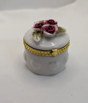 Porcelain Trinket Box Zales Ltd Edition 2001 Flower Ring Case • $9.79