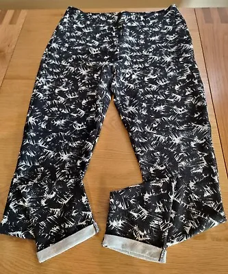 Leggings Papaya Size 14 Black And White Print 72% Cotton  Womens Side Zip • £4.50