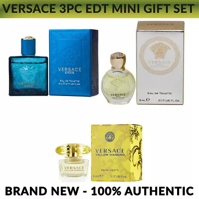 3pc Mini Gift Set Versace Eros Men Eros Women Yellow Diamond 5ml/0.17oz NEW! • $24.79