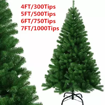 4/5/6/7ft Green Artificial Christmas Tree Metal Stand Traditional Bushy DIY Xmas • $11.99