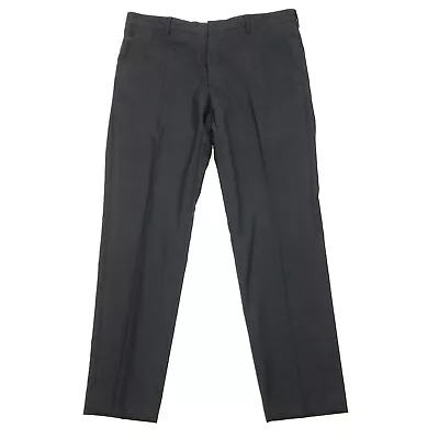 Prada Pants Men 34 X 28 Black Wool Flat Front Button Fly Slim Trousers Italy • $76