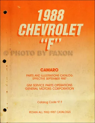 1988 Only Camaro Parts Book OEM Chevy Illustrated Master Part Number Catalog • $86.95