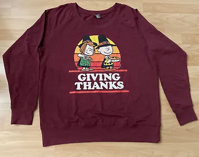 Peanuts Thanksgiving 2Xl Long Sleeve Shirt Brown • $33