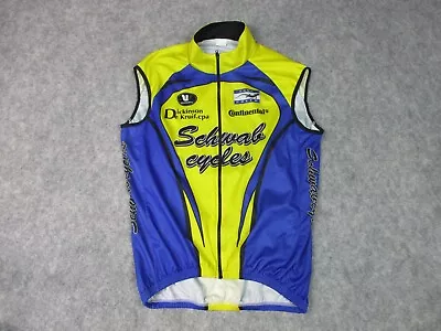 Vermarc Sport Cycling Vest Men Medium Blue Yellow Full Zip Sleeveless Italy Made • $9.99