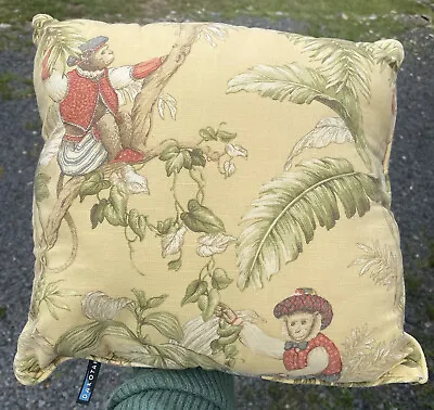 'Dakotah' Throw Pillow Yellow Victorian Style Monkey Monkies Animal Decor • $21.25