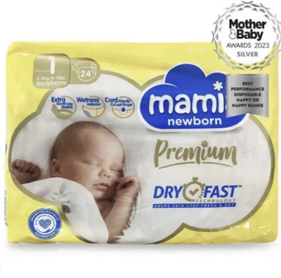 £8.99 • Buy 3 Pack Mamia Baby Newborn Nappies Size 1, 2-5kg 3 X 24 -72